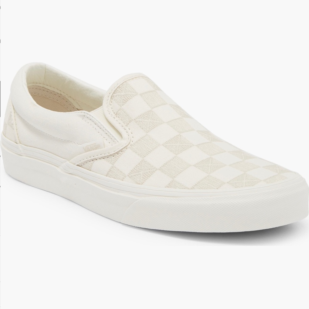 Vans Classic Slip-On’s (Women’s), size 9, in color Checkerboard Marshmallow, NWT